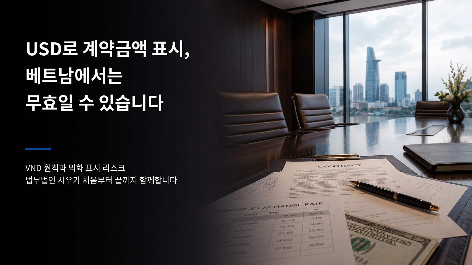 USD로 계약금액 표시, 베트남에서는 무효일 수 있습니다
