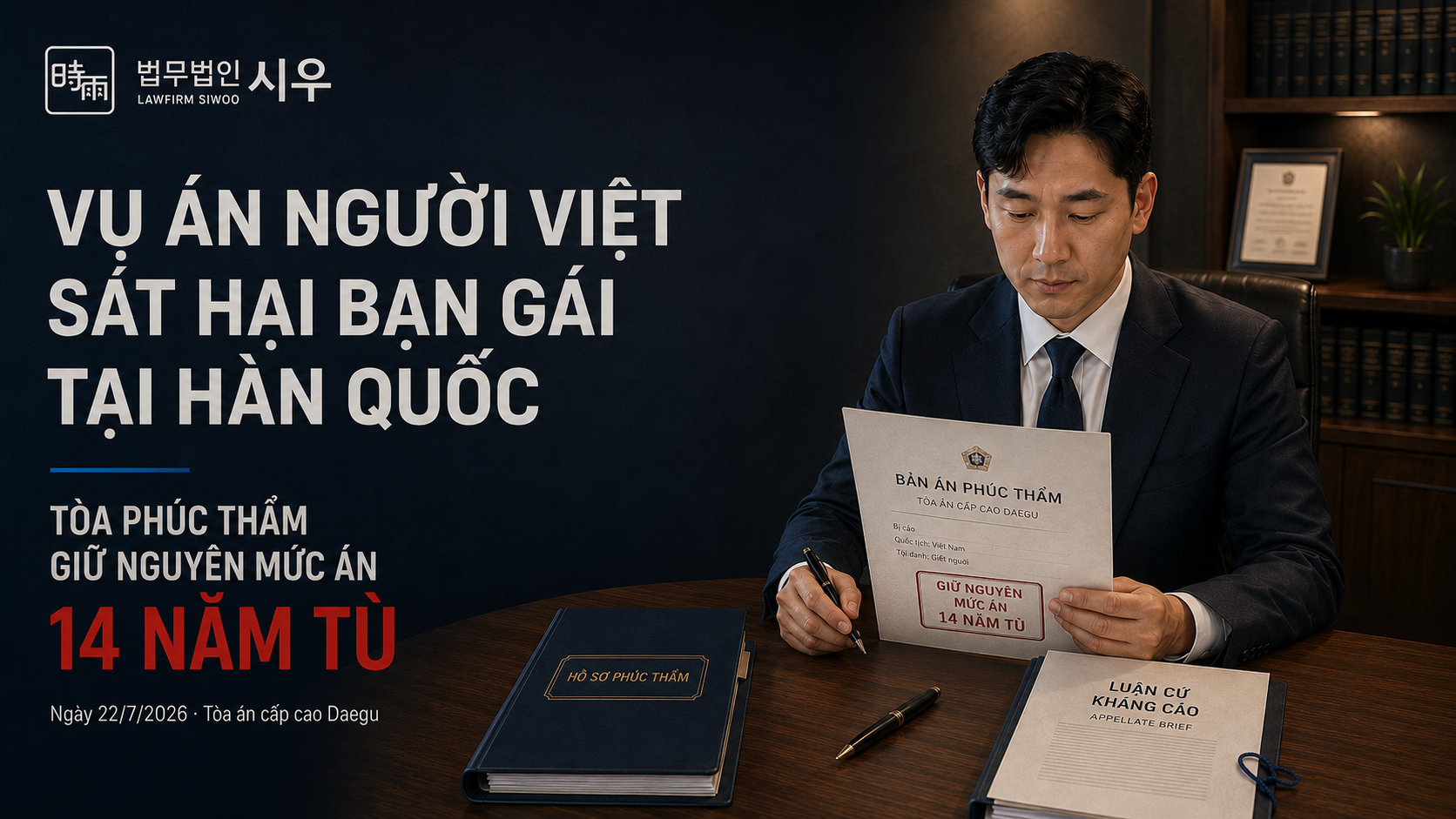 Vụ án người Việt sắt hại bạn gái tại Hàn Quốc, Tòa phúc t hẩm giữ nguyên mức án 14 năm tù.
