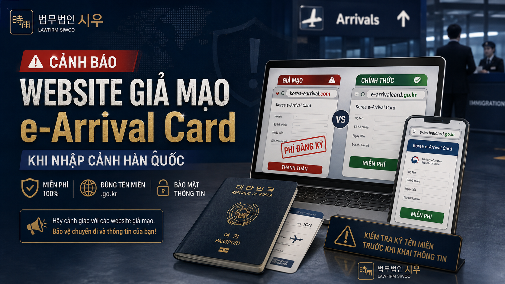 Cảnh báo website giả mạo e-Arrival Card khi nhập cảnh Hàn Quốc