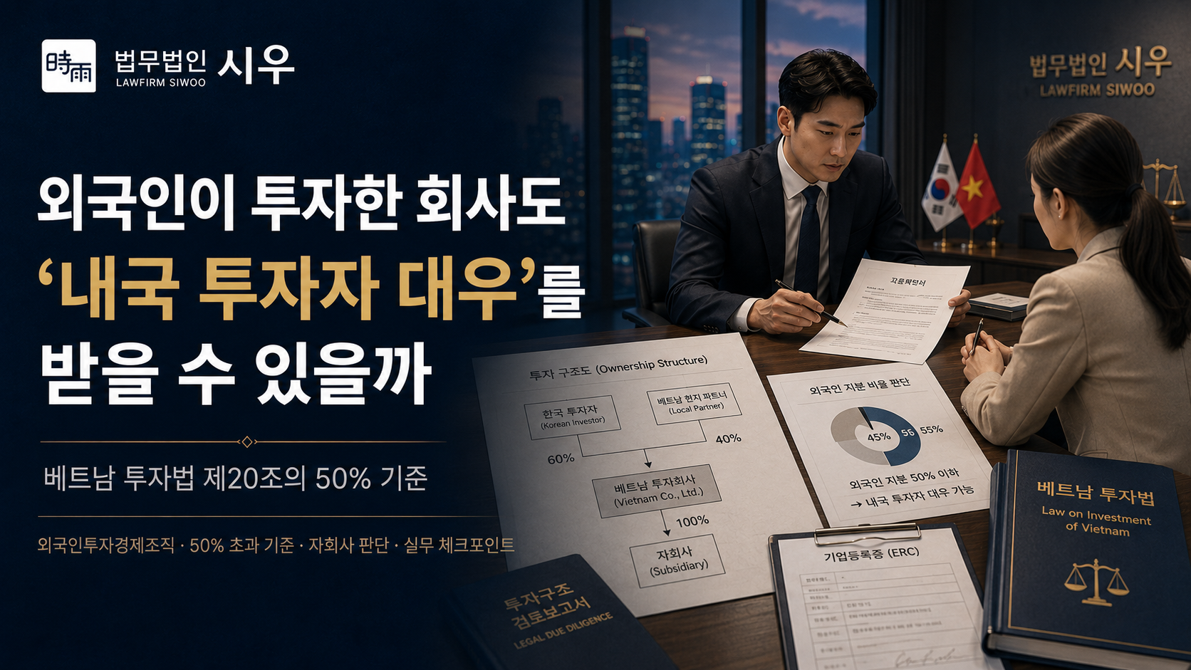외국인이 투자한 회사도 ‘내국 투자자 대우’를 받을 수 있을까 — 베트남 투자법 제20조의 50% 기준