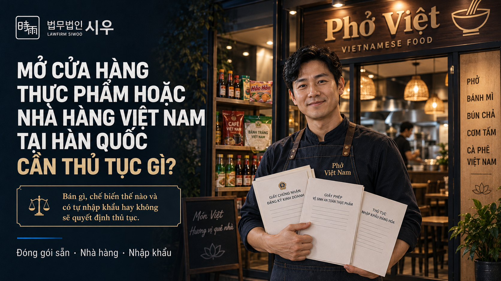 Mở cửa hàng thực phẩm hoặc nhà hàng Việt Nam tại Hàn Quốc cần thủ tục gì?
