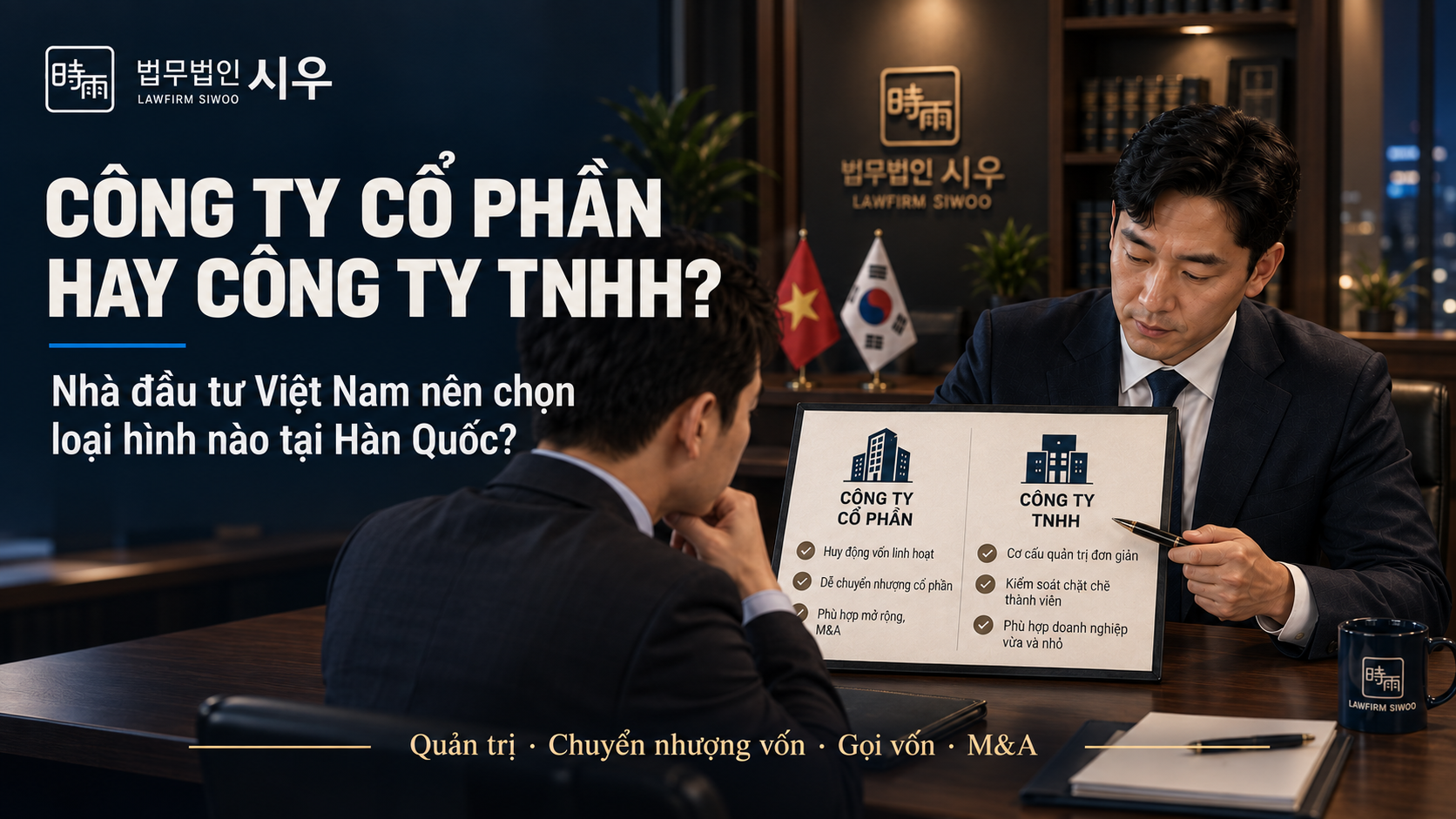 Công ty cổ phần hay công ty trách nhiệm hữu hạn: Nhà đầu tư Việt Nam nên chọn loại hình nào tại Hàn Quốc?