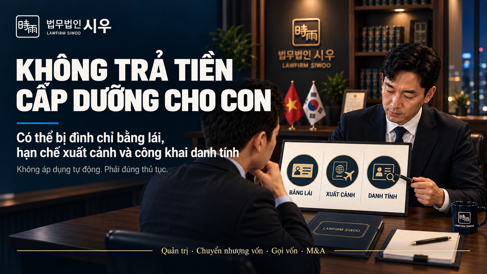 Không trả tiền cấp dưỡng cho con tại Hàn Quốc: Có thể bị đình chỉ bằng lái, cấm xuất cảnh và công khai danh tính