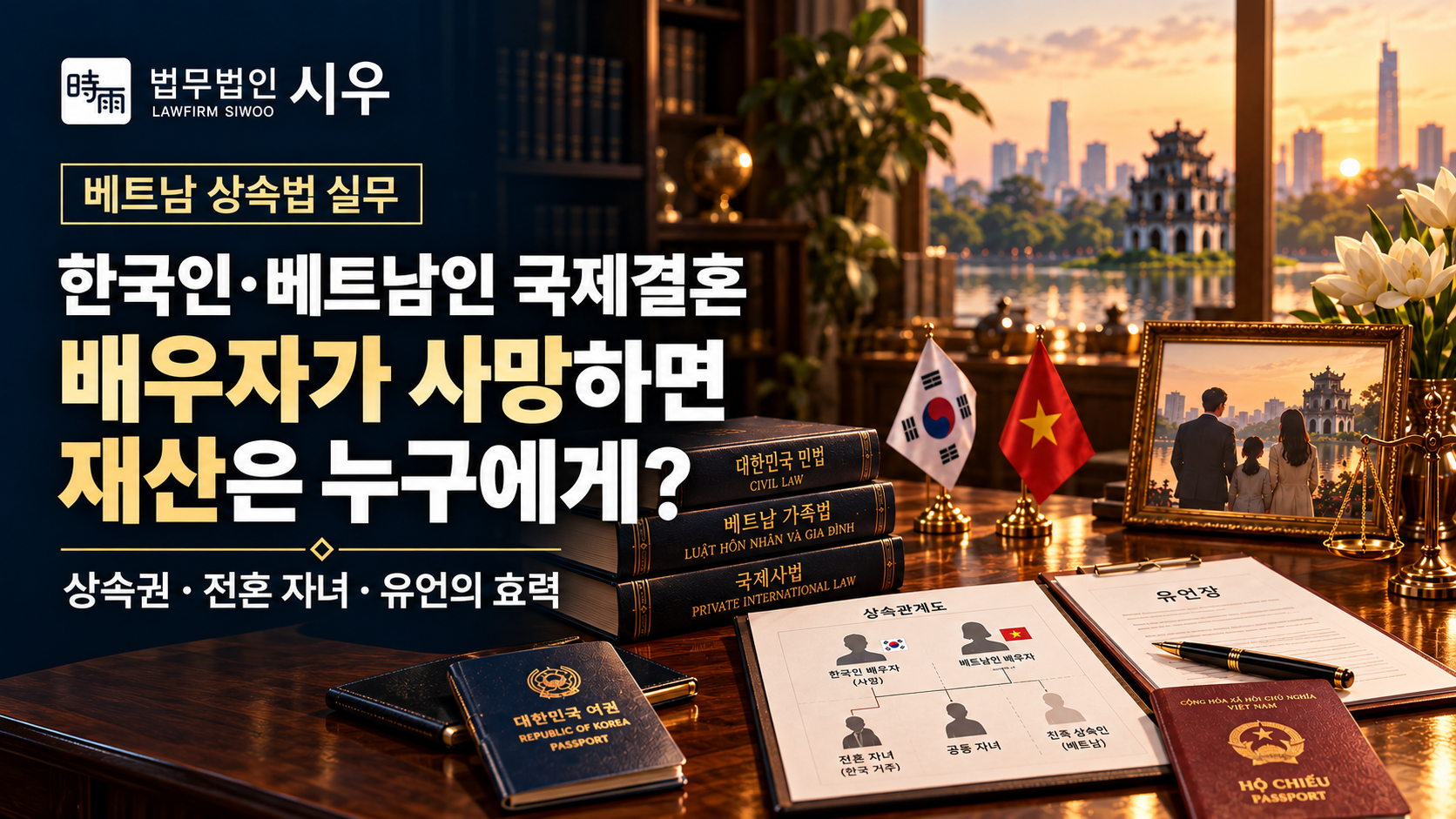 한국인·베트남인 국제결혼, 배우자가 사망하면 재산은 누구에게? — 상속권·전혼 자녀·유언의 효력